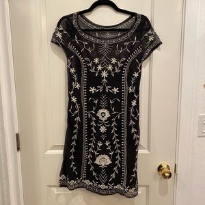 Mini Black/White Sheer Dress by A&F - Size Medium
